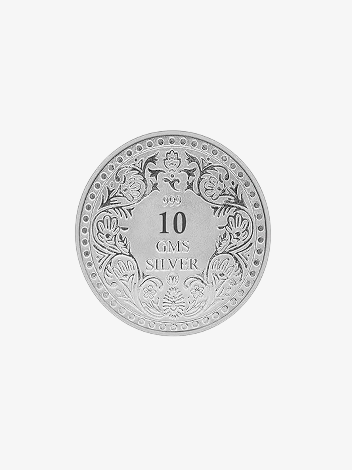 Pure 10 Grams Silver Coin – Floral Border Design